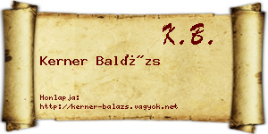 Kerner Balázs névjegykártya